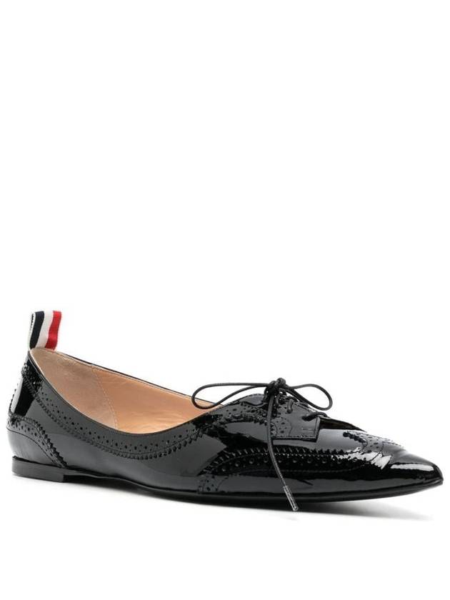 Patent Pointed Toe Wingtip Ballerina Black - THOM BROWNE - BALAAN 5