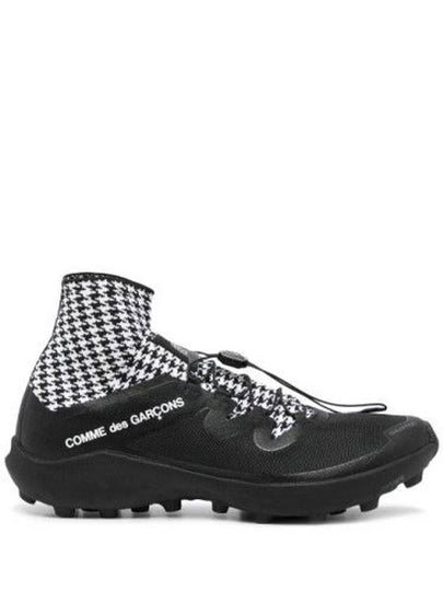 Salomon Cross Houndstooth High Top Sneakers Black - COMME DES GARCONS - BALAAN 2