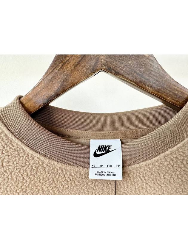 Embroidered Logo Fleece Sweatshirt Camel - NIKE - BALAAN 9