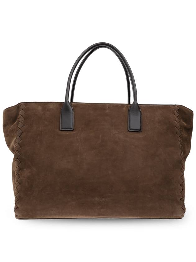 Bottega Veneta Suede Shopper Bag, Men's, Brown - BOTTEGA VENETA - BALAAN 1