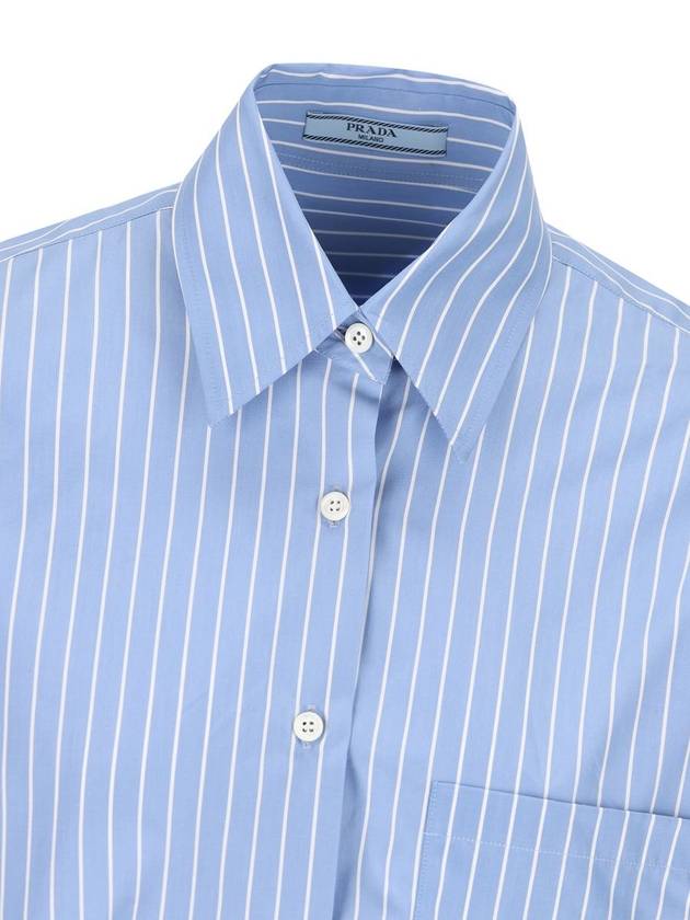 Striped Poplin Shirt Sapphire Blue - PRADA - BALAAN 4