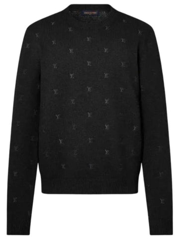 Embroidered Signature Merino Crew Neck Knit Top Black - LOUIS VUITTON - BALAAN 1