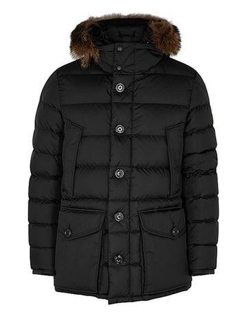 Men's Cluny Hooded Fur Short Padding Black - MONCLER - BALAAN 1