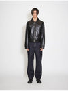 Round Line Leather Jacket Black MM213JK002BLK - MONTSENU - BALAAN 3