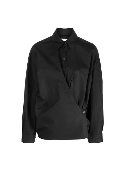 Dry Silk Straight Collar Twist Shirt Black - LEMAIRE - BALAAN 1