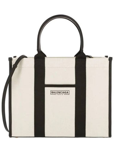 Logo Print Canvas Shopper Tote Bag Natural - BALENCIAGA - BALAAN 1