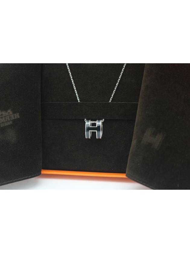 Pop H Pendant Silver Necklace Noir - HERMES - BALAAN 3