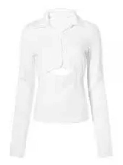 Cut-Out Polo Long-Sleeve T-Shirt White - HELMUT LANG - BALAAN 2