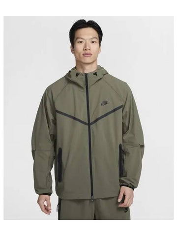 Tech Woven Windrunner Full Zip Jacket M Medium Olive Black HM7152 223 - NIKE - BALAAN 1