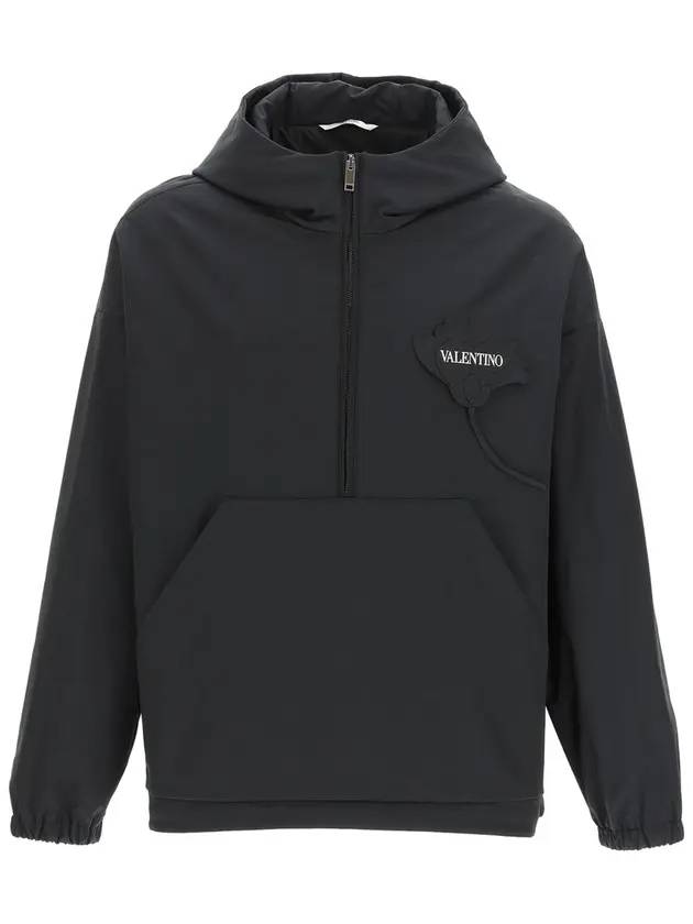 Logo Hooded Anorak Black - VALENTINO - BALAAN 1