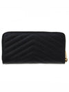 Matelasse Monogram Zipper Around Long Wallet Black - SAINT LAURENT - BALAAN 5