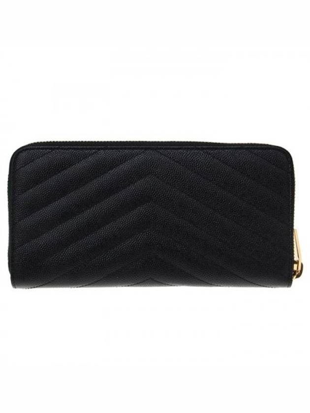 Matelasse Monogram Zipper Around Long Wallet Black - SAINT LAURENT - BALAAN 5