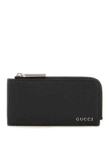 Men's Logo Leather Card Wallet Black - GUCCI - BALAAN 1