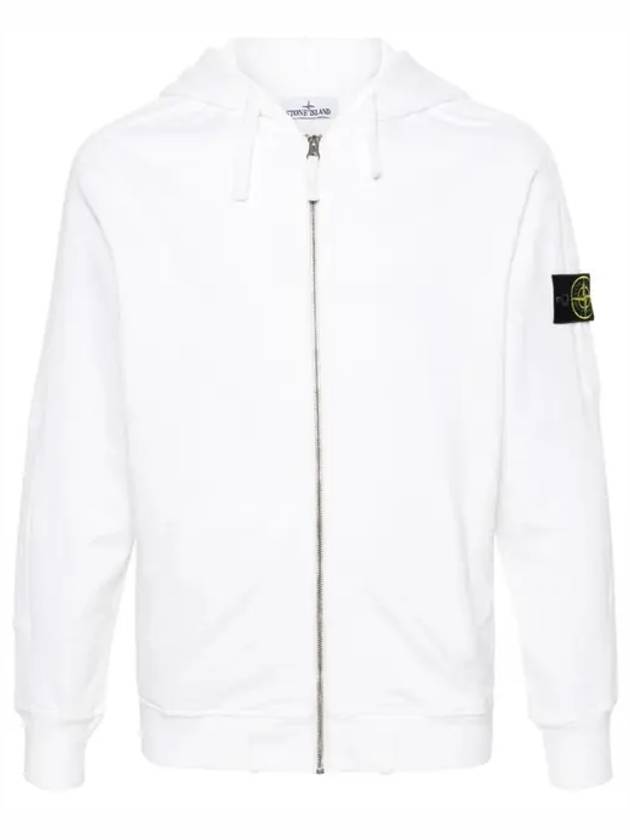 Men's Garment Dyed Malfile Zip Up Hoodie White - STONE ISLAND - BALAAN 2