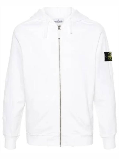 Men's Garment Dyed Malfile Zip Up Hoodie White - STONE ISLAND - BALAAN 2