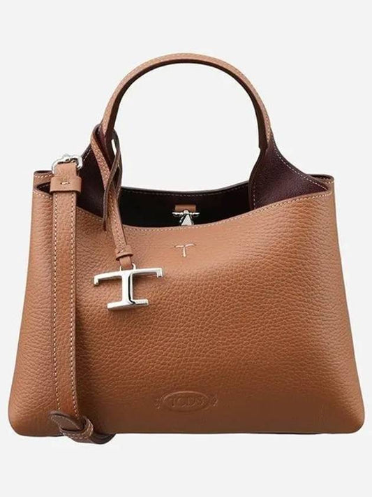 Logo Charm Leather Micro Tote Bag Brown - TOD'S - BALAAN 2