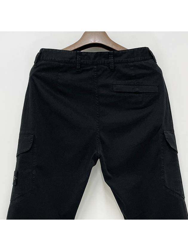 33908 Organic Cotton Satin Stretch Cargo Straight Pants Black - STONE ISLAND - BALAAN 9