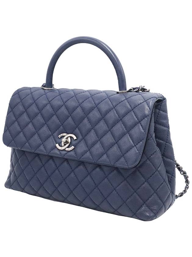 Women s Chanel A92992 Blue Grained Calfskin Caviar Silver Flap Coco Handle Large 2WAY 22nd gt bag Gangbuk used luxury goods - CHANEL - BALAAN 6