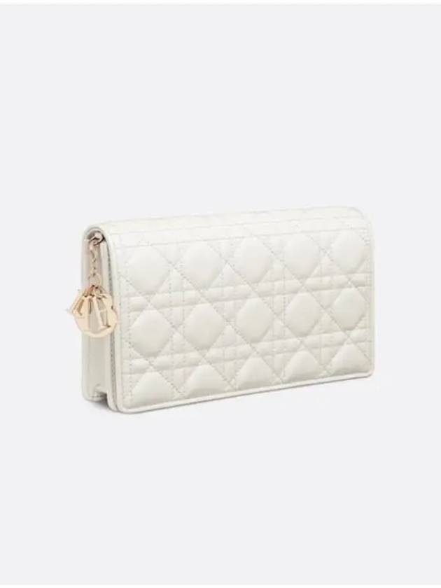 Lady Cannage Lambskin Chain Pouch Bag Latte - DIOR - BALAAN 3