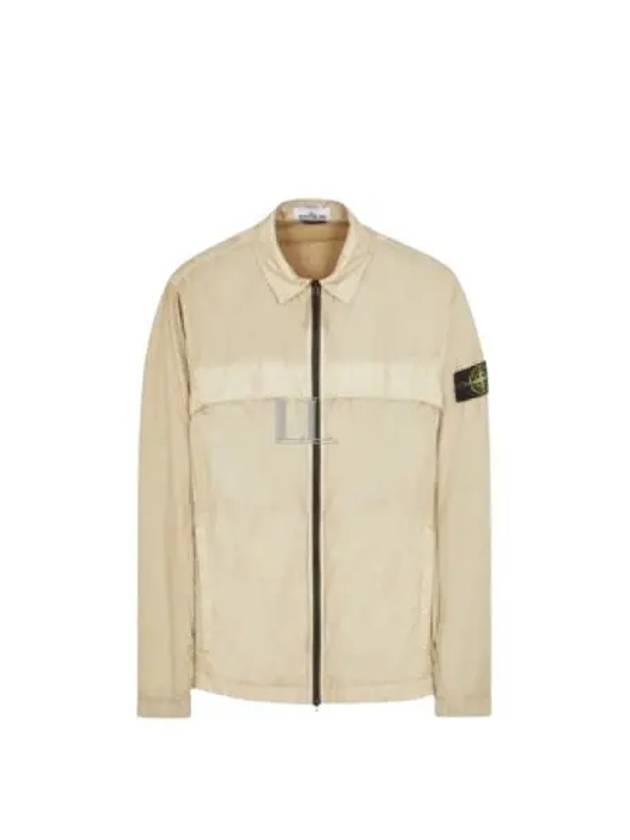 Garment Dyed Overshirt Zip Up Jacket Beige - STONE ISLAND - BALAAN 2