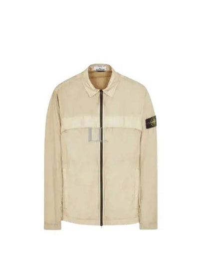 Garment Dyed Overshirt Zip Up Jacket Beige - STONE ISLAND - BALAAN 2