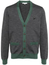 Bold Fox Head Patch Two-Tone Cardigan Grey - MAISON KITSUNE - BALAAN 1