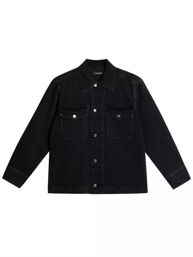 Men's Hunt Overshirt Washed Denim Jacket Black - J.LINDEBERG - BALAAN 2