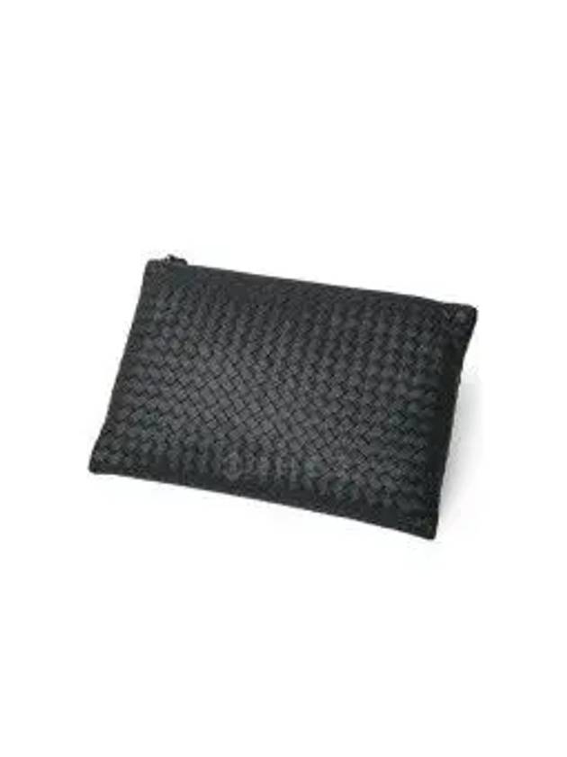 Intrecciato Document Leather Clutch Bag Black - BOTTEGA VENETA - BALAAN 2