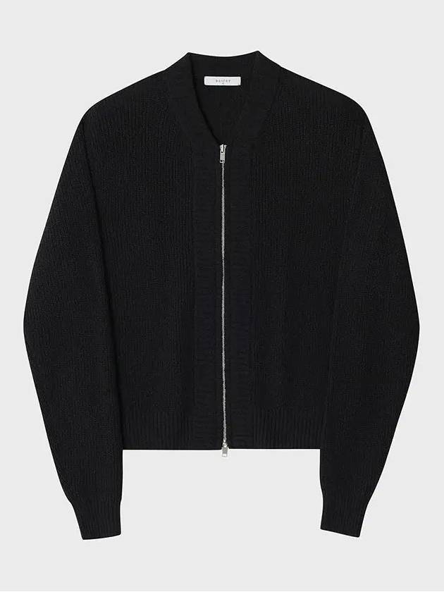 Boucle Zip-Up Cardigan Black - NOIRER - BALAAN 3