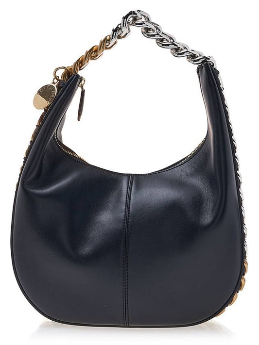 Women's Framy Small Zipper Shoulder Bag Black - STELLA MCCARTNEY - BALAAN.