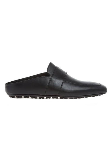 City Logo Flat Leather Mule Black - BALENCIAGA - BALAAN 1