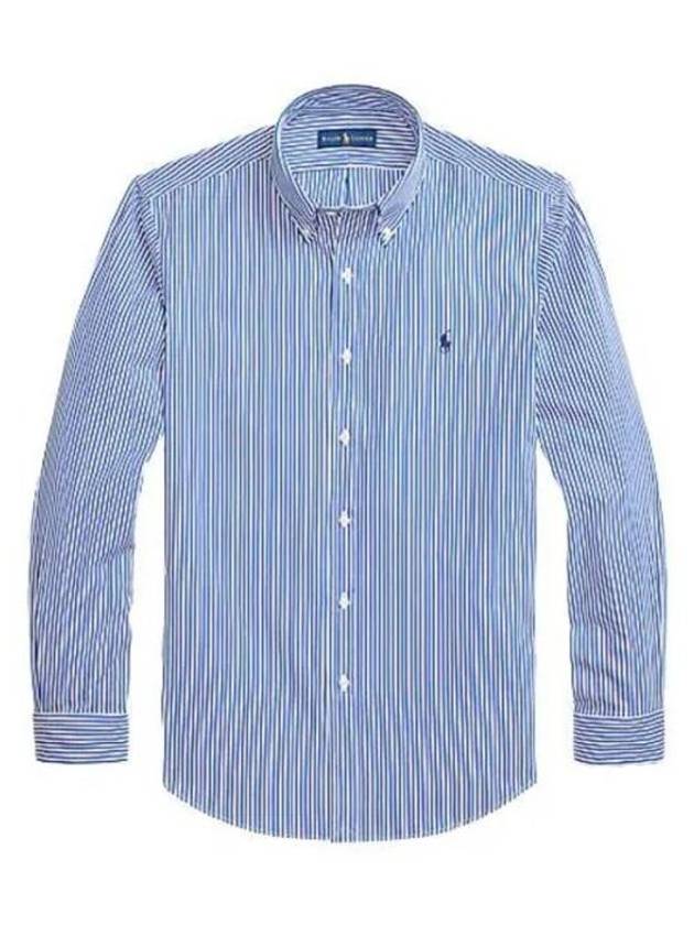 Embroidered Logo Striped Long Sleeves Shirt Blue - POLO RALPH LAUREN - BALAAN 2