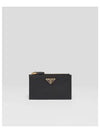 Saffiano Leather Card Wallet Black Silver - PRADA - BALAAN 2