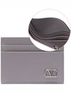 V Logo Calf Leather Card Wallet Grey - VALENTINO - BALAAN 2