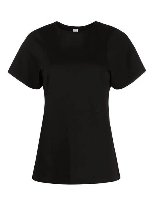 Women's Curved Seam Short Sleeve T-Shirt Black - TOTEME - BALAAN 1
