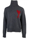 Intarsia Heart Logo Turtleneck Grey - AMI - BALAAN 2