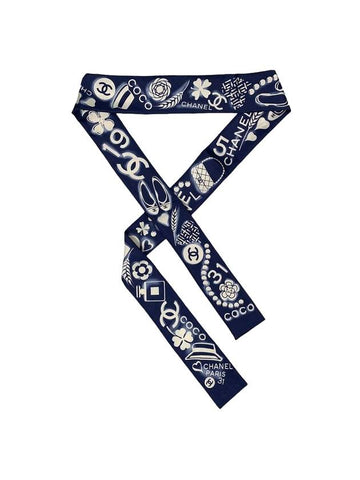 Ballerina Silk Twilly Slim Bandeau Scarf Navy - CHANEL - BALAAN 1