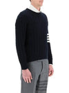 Diagonal Armband Cable Knit Top Navy - THOM BROWNE - BALAAN 6