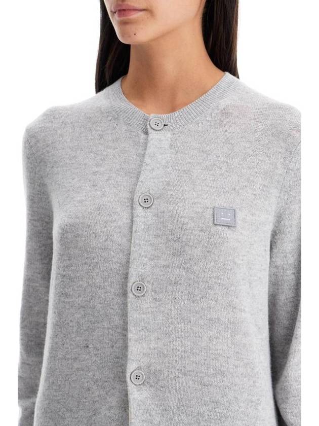 Face Patch Crop Cardigan Light Grey Melange - ACNE STUDIOS - BALAAN 5