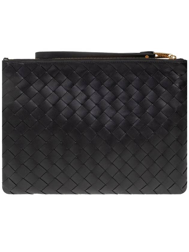 Intrecciato Medium Flat Pouch Bag Black - BOTTEGA VENETA - BALAAN 4