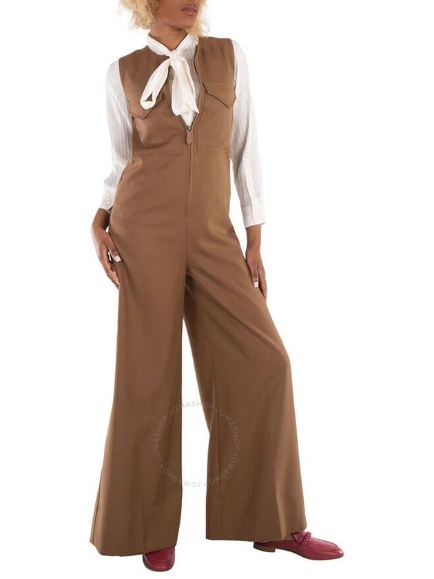 Burberry Ladies Warm Walnut Neave Wool Jumpsuit, Brand Size 4 (US Size 2) - BURBERRY - BALAAN 3