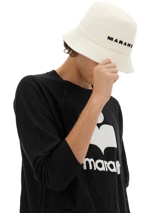 Embroidered Logo Bucket Hat Ecru - ISABEL MARANT - BALAAN 4