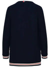 Cricket Stripe Lightweight Textured Cotton V-Neck Cardigan Navy - THOM BROWNE - BALAAN 4