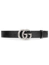 GG Marmont Double Buckle Belt Black Silver - GUCCI - BALAAN 2