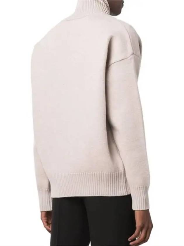 Big Heart Logo Wool Knit Turtleneck Beige - AMI - BALAAN 5