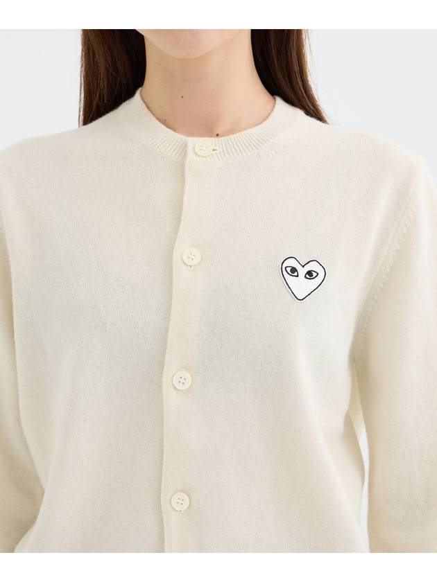 White Heart Wappen Wool Cardigan - COMME DES GARCONS - BALAAN 5