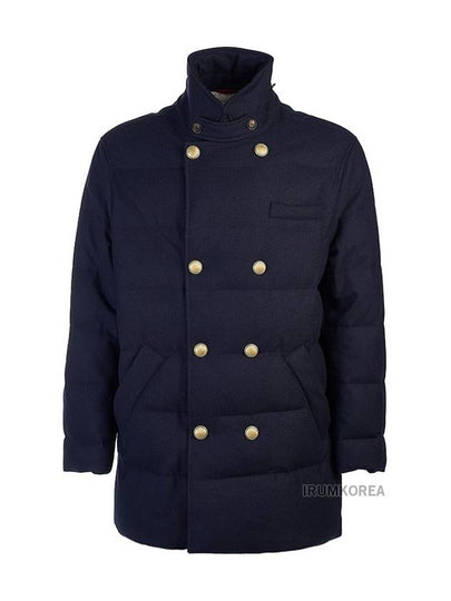 Double Breasted Padded Coat Navy - BRUNELLO CUCINELLI - BALAAN 2