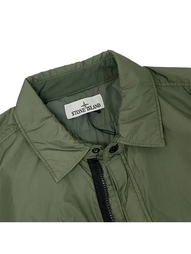 Logo Patch Zip Up Jacket Green - STONE ISLAND - BALAAN 4