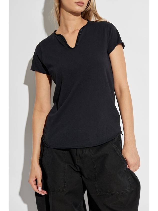 Zadig & Voltaire T-shirt Henley, Women's, Black - ZADIG & VOLTAIRE - BALAAN 3