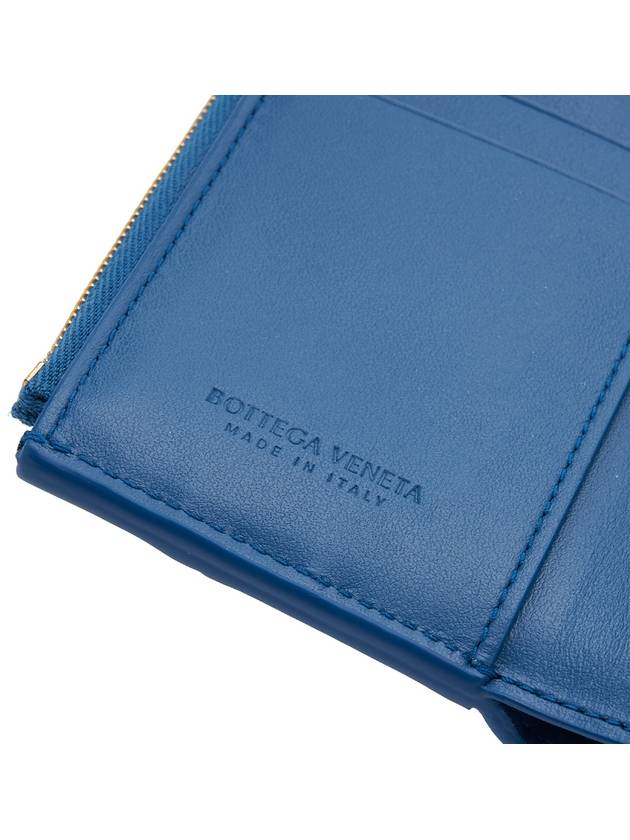 Cassette Tri-Fold Zipper Half Wallet Blue - BOTTEGA VENETA - BALAAN 9